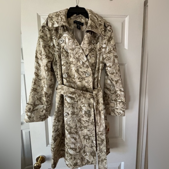 New York & Company Trench Coat Womens Long Army Colors Sz 10 M Cotton Gr… - Picture 13 of 17